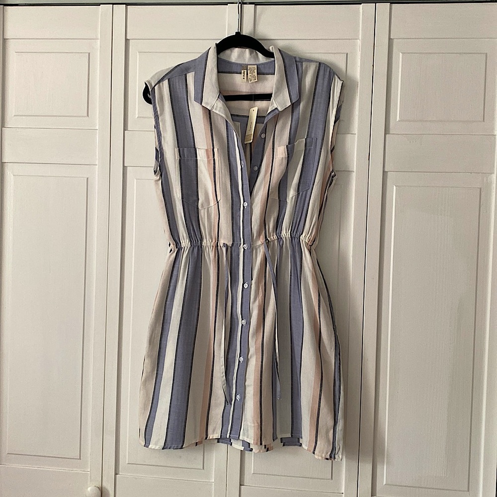 Japna Sleeveless Striped Shirt Dress